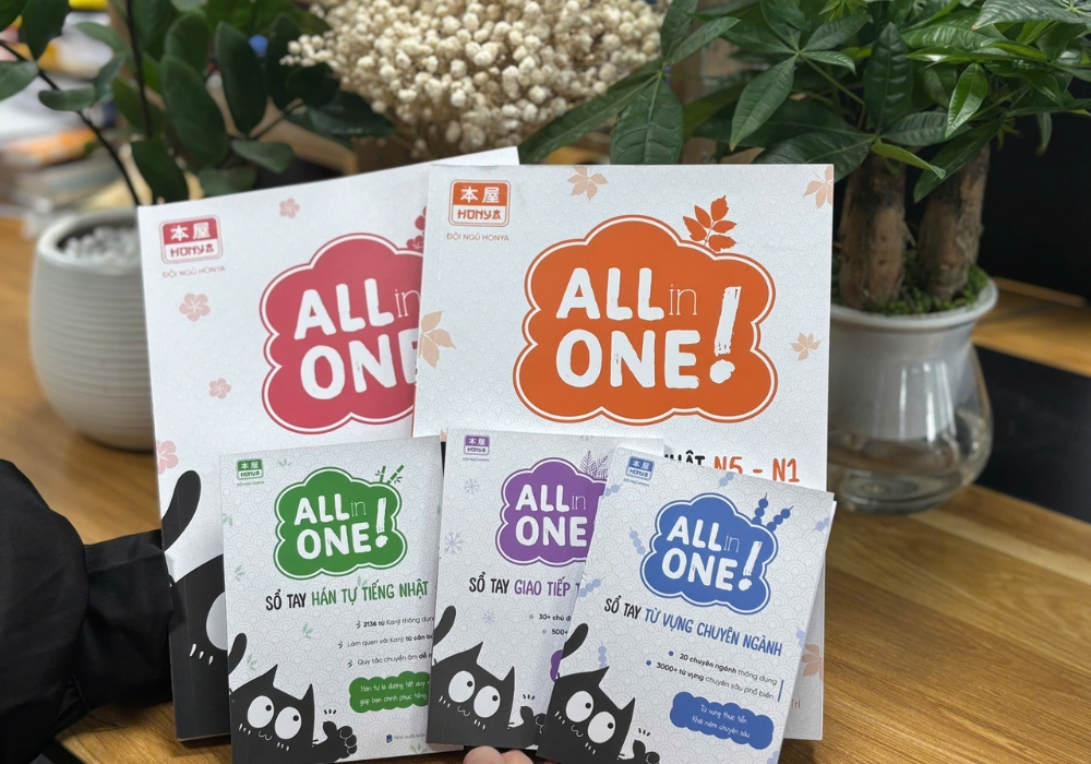 Sách All in one combo tổng hợp từ vựng ngữ pháp N5 - N1 giúp tự học tiếng Nhật hiệu quả