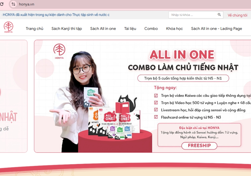 Honya - trang web học tiếng Nhật hoàn toàn miễn phí dành cho người học tiếng Nhật hiện nay